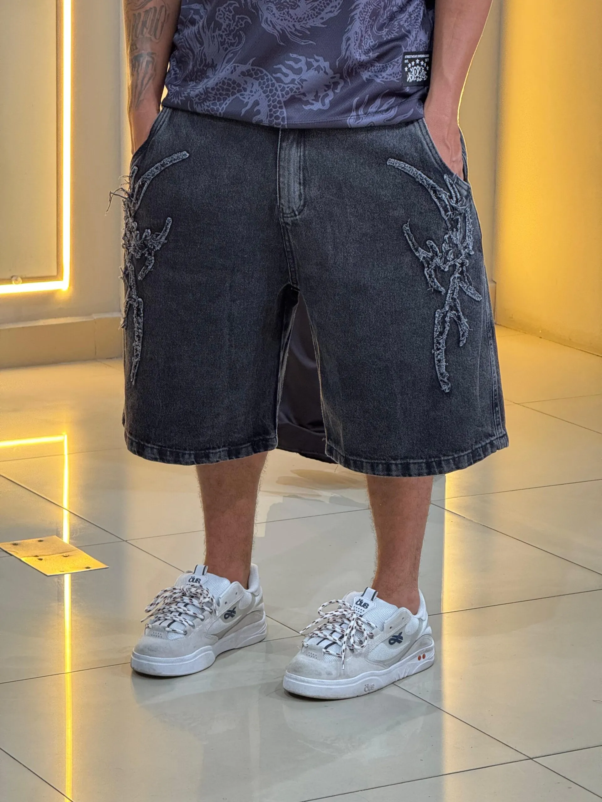 Bermuda Jorts Baggy Trip Side “Patchwork Tribal Estonada