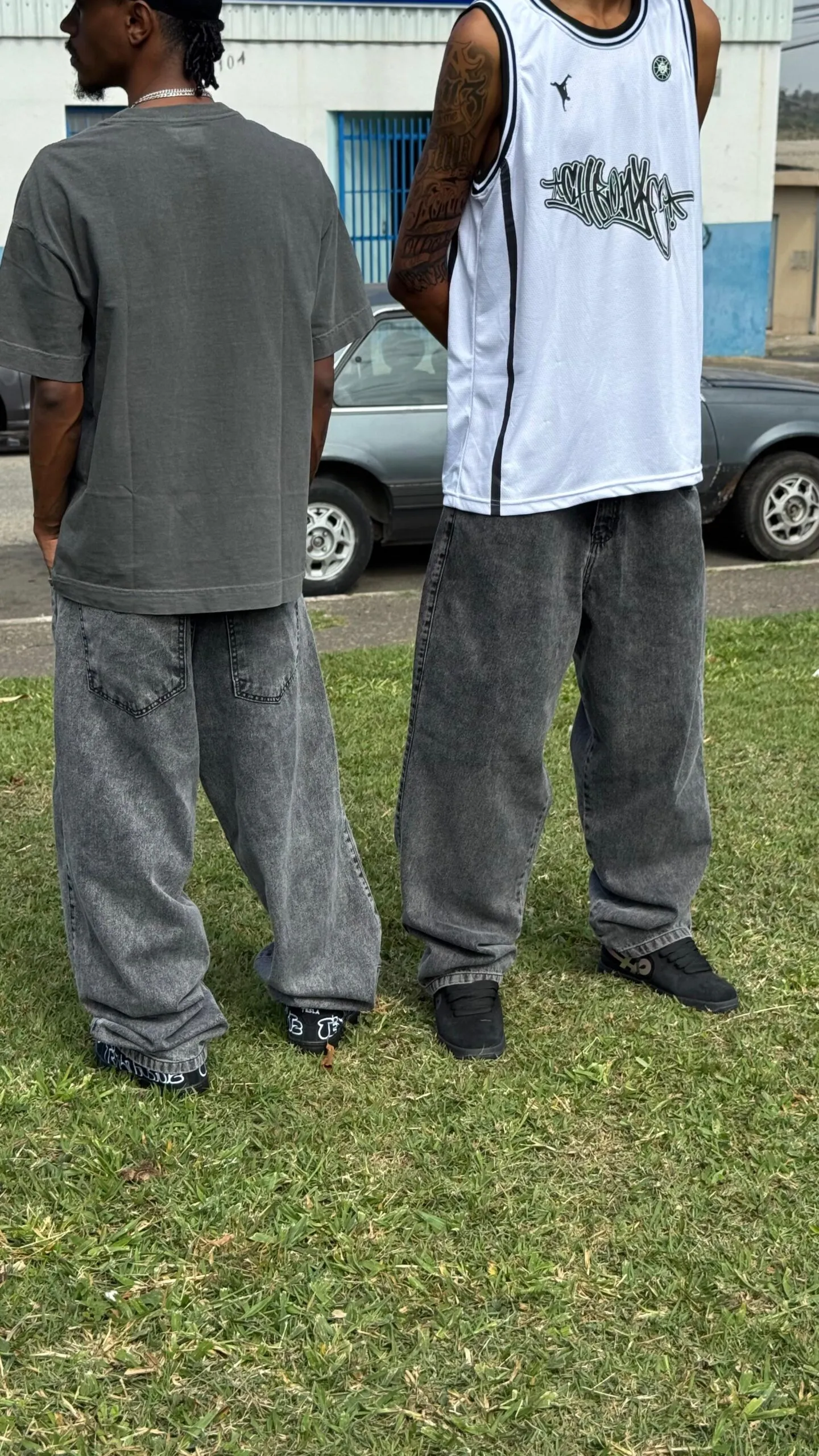 Calça Balão Baggy Jeans Grafite Marmorizada - Imagem 12